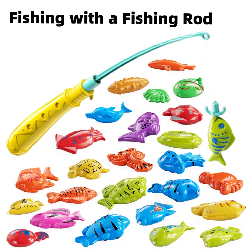 TEMI Fishing Toy Game for Kids 3 4 5 6 7 8 Years Old, 51 Fish Bath Playset for Toddlers, Toy Magnetic Rod and Fishing Net, Outdoor Water Toys for Kids Age 3-5, Party for Boy and Girl - Image 4