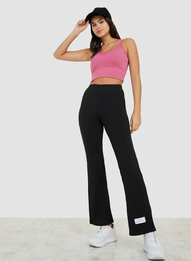 Styli Active High Rise Patch Detail Flared Leggings