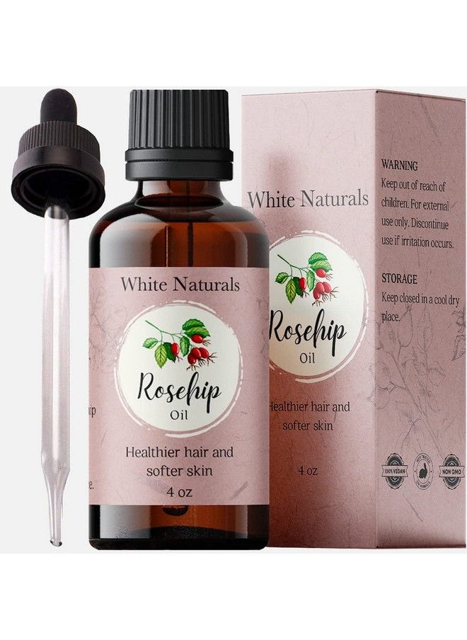 White Naturals - Rosehip Oil Cold Pressed Unrefined 100% Pure Rose Hip Oil Natural Moisturizer For Face Hair Skin And Nails 4 Oz - Image 1