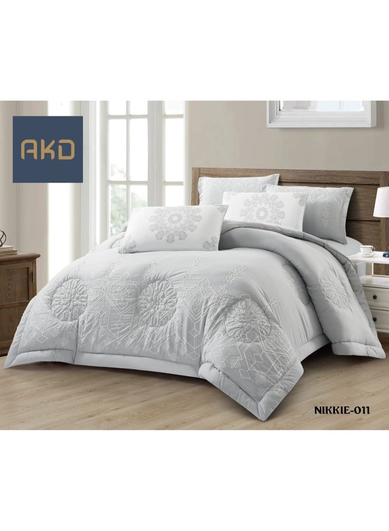 Nephrine embroidered microfiber quilt bedding set/8 pieces/king size 220*240 cm