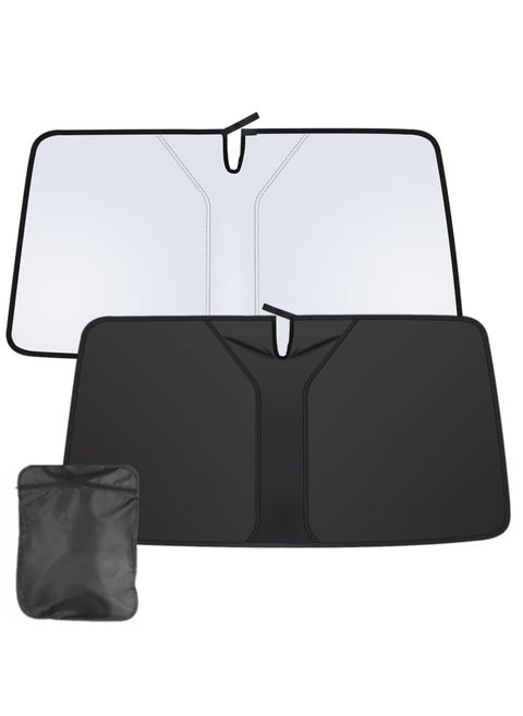 Car Windshield Sunshade Thickened Material for High Sun Protection Blocks UV Rays Keeps Vehicle Cool, Universal Fit for Cars, Sedan SUV Hatchback Includes Storage Bag