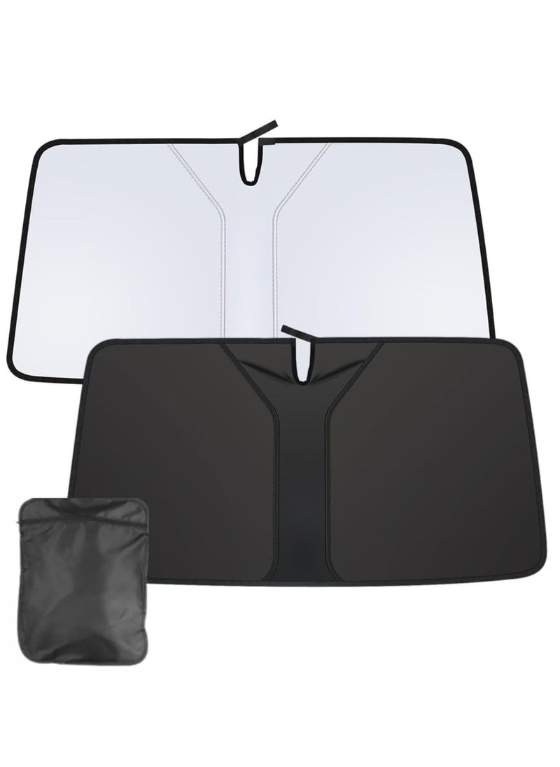 Car Windshield Sunshade Thickened Material for High Sun Protection Blocks UV Rays Keeps Vehicle Cool, Universal Fit for Cars, Sedan SUV Hatchback Includes Storage Bag