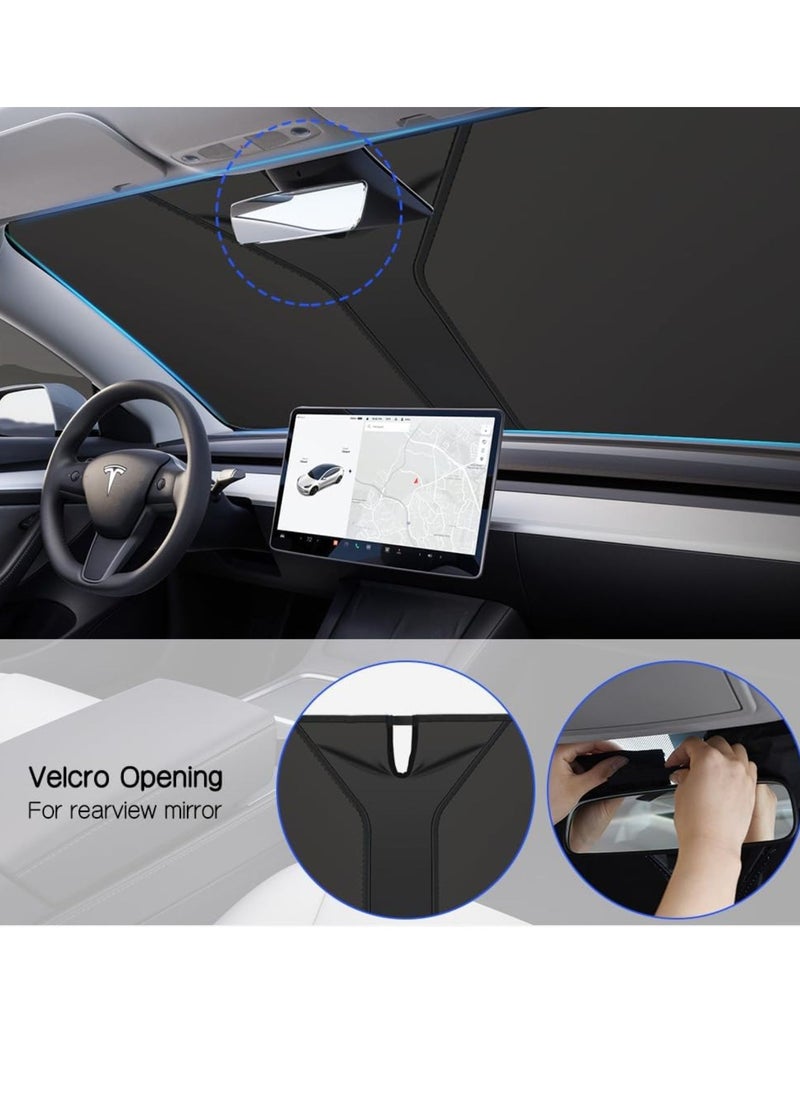 Car Windshield Sunshade Thickened Material for High Sun Protection Blocks UV Rays Keeps Vehicle Cool, Universal Fit for Cars, Sedan SUV Hatchback Includes Storage Bag