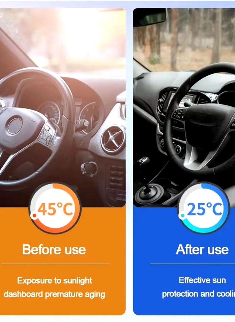 Car Windshield Sunshade Thickened Material for High Sun Protection Blocks UV Rays Keeps Vehicle Cool, Universal Fit for Cars, Sedan SUV Hatchback Includes Storage Bag
