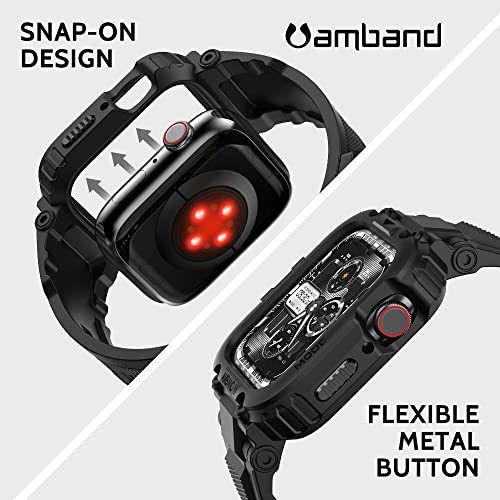 amBand Bands Compatible with Apple Watch 9/8/7/SE (3/2/1)/6/5/4 41mm/40mm Case Men, M1 Sport Series Rugged Case with TPU Strap Military Protective Tough Cover Bumper for iWatch 41/40 mm 38mm Men Black - Image 5