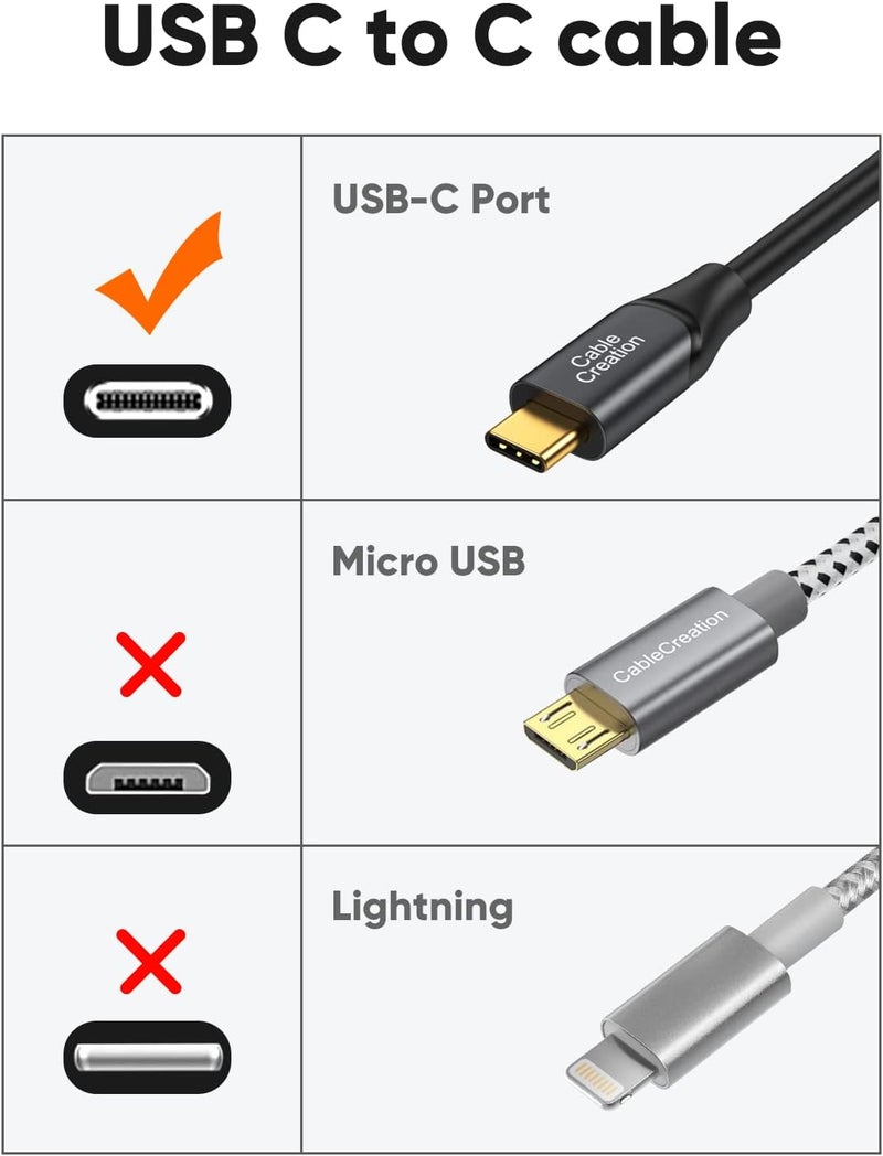 كابل USB C إلى C من CableCreation بطول 1.6 قدم، USB 3.2 Gen2 10 جيجابت في الثانية، يدعم إخراج فيديو 4K، كابل شحن USB C بقدرة 100 واط لـ Android Auto، SSD خارجي USB C، MacBook، iPad، Galaxy S23، إلخ، 0.5 متر - Image 2