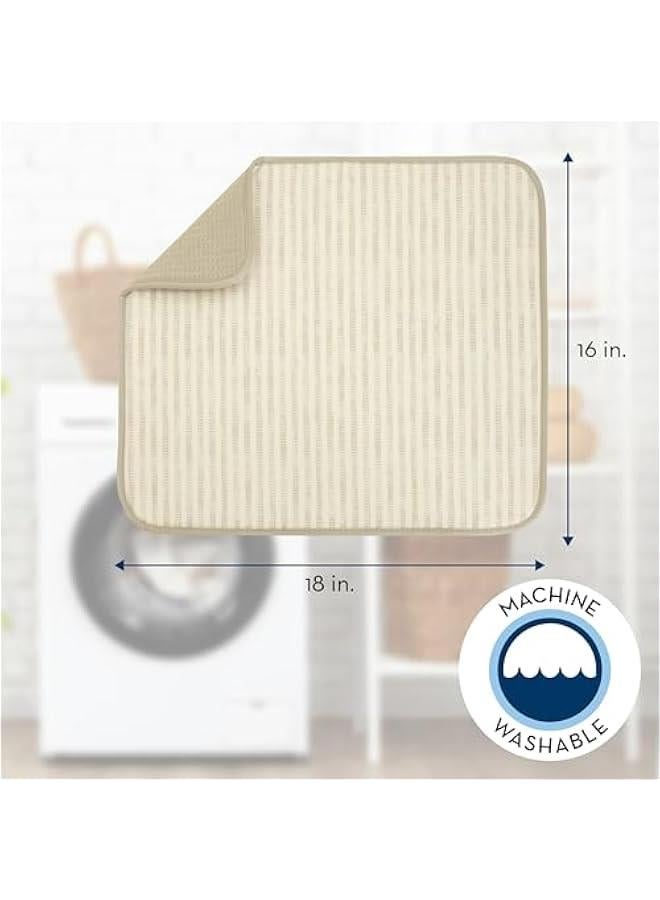 اس اند تي انك بساط تجفيف الاطباق من المايكروفايبر عالي الامتصاص، وسادة تجفيف الاطباق للاطباق والاواني والمقالي، مقاس L 16 انش × 18 انش، خطوط كريمية معتقة - Image 5