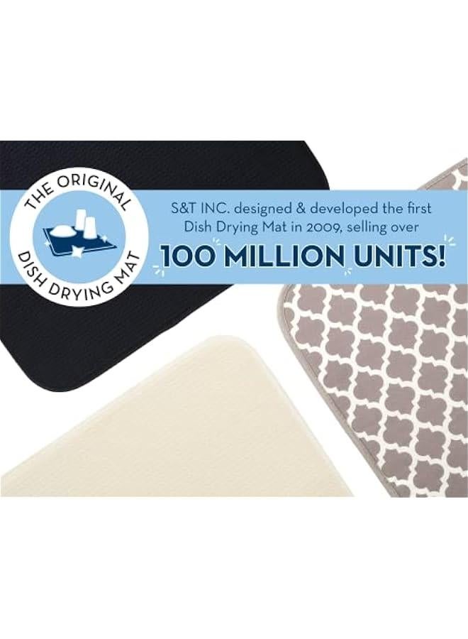 اس اند تي انك بساط تجفيف الاطباق من المايكروفايبر عالي الامتصاص، وسادة تجفيف الاطباق للاطباق والاواني والمقالي، مقاس L 16 انش × 18 انش، خطوط كريمية معتقة - Image 2