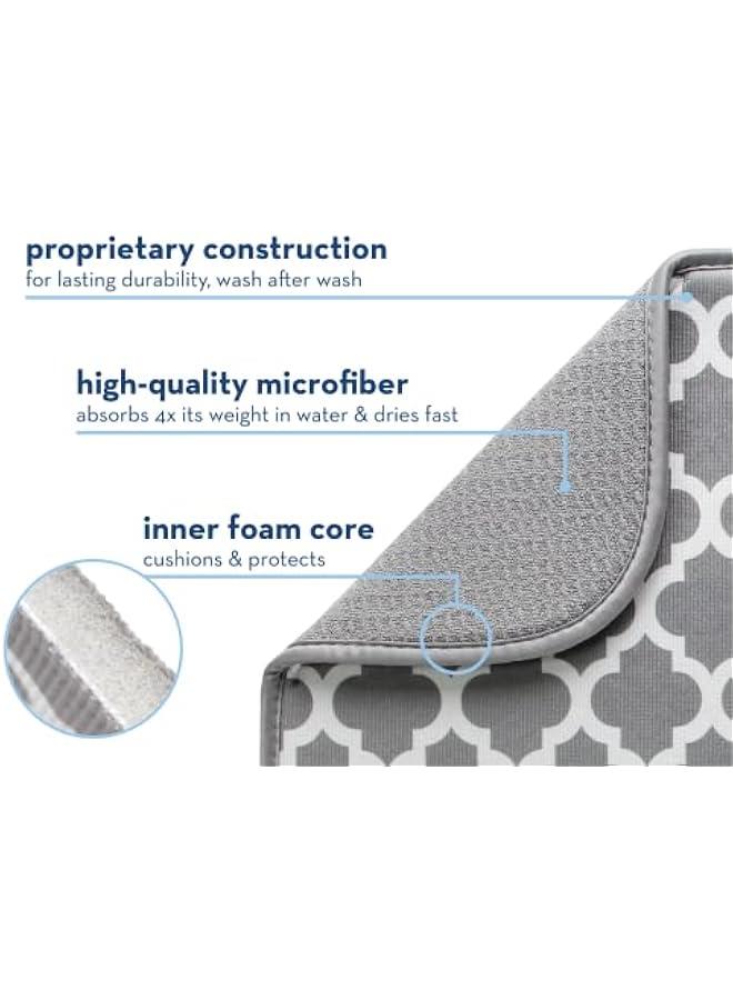 اس اند تي انك بساط تجفيف الاطباق من المايكروفايبر عالي الامتصاص، وسادة تجفيف الاطباق للاطباق والاواني والمقالي، مقاس L 16 انش × 18 انش، خطوط كريمية معتقة - Image 4