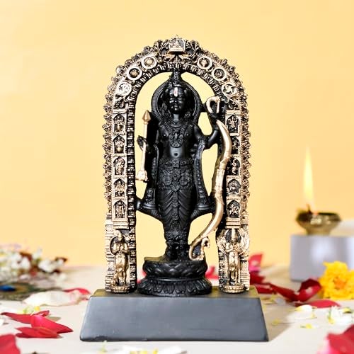Craftam Polyresin Ram Lalla Idol,Shree Ram Lala Ayodhya Murti Statue for Home Temple Mandir Pooja, Decorative Gift for Diwali & Religious Decor(Gold,7 Inch) - Image 2