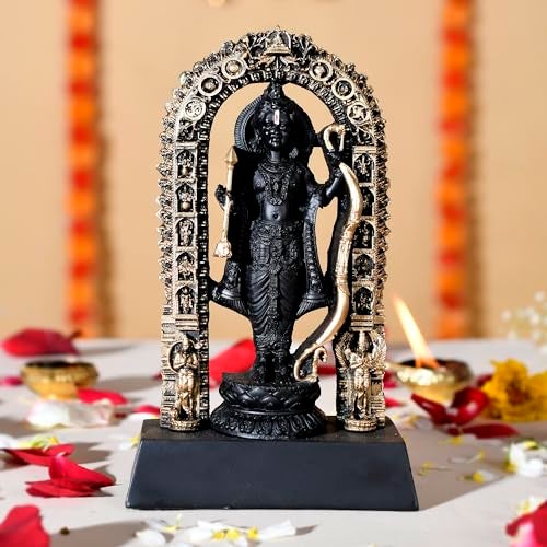 Craftam Polyresin Ram Lalla Idol,Shree Ram Lala Ayodhya Murti Statue for Home Temple Mandir Pooja, Decorative Gift for Diwali & Religious Decor(Gold,7 Inch) - Image 1