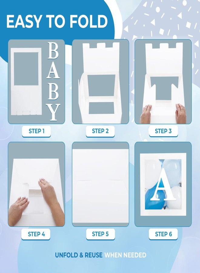 Vellax Baby Boxes with Letters for Baby Shower - Baby Shower Decorations of 44 pcs, 32 Blue Silver White Balloons, 4 White Blocks, 8 Letters, Perfect Party Decor - Image 5