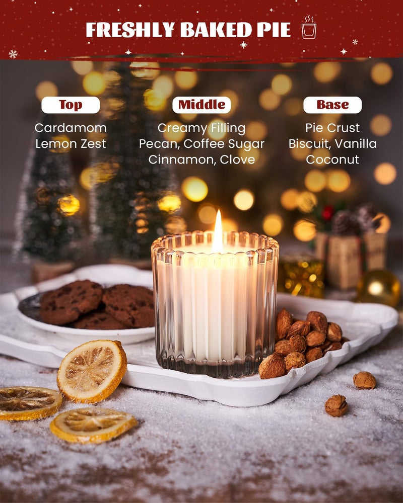 M&SENSE Fresh Baked Pie Soy Candles for Home Scented, Non Toxic Candles, 9.2oz Natural Organic Clean Burning Up to 60 Hours, Christmas Kitchen Decor Gifts for Women - Image 2
