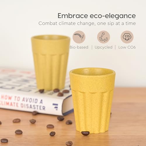 eha Set of 6 Earth-Friendly Cutting Chai Cups | 100 ml | Coffee Cup Made with Rice Husk & Bamboo Fibers | Microwave Safe Tea Set |Hot & Cold Coffee Mug, Milk & Tea Cup Set| Lime Color - Image 3