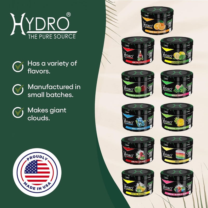 Hydro نكهات الشيشة، خالية من النيكوتين - خلطات نكهة الشيشة المميزة، نكهات شيشة لذيذة خالية من النيكوتين والتبغ، بديل لتبغ الشيشة، 250غ [عاصفة استوائية - مانجو] - Image 5