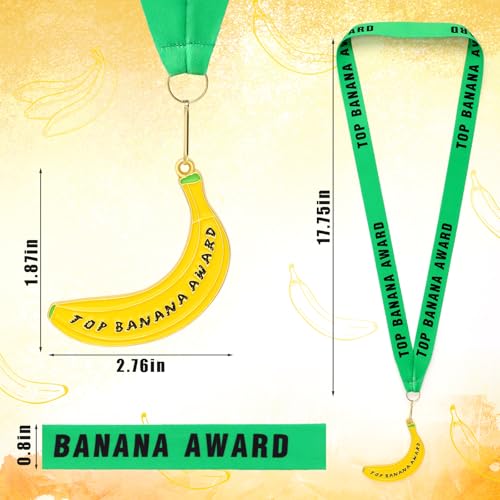 Ecation 12 Pcs Top Banana Medals with Ribbon Banana Award Medals Trophy for Adults Sports Zinc Alloy Design Reward Games Competition Event Supplies Home - Image 3