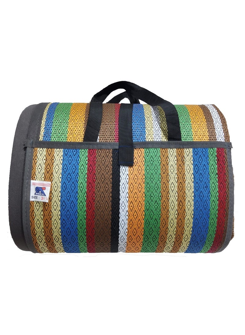 هورايزون سجادة خارجية قابلة للطي بألوان مختلطة عشوائية مع رغوة ومقاوم للماء للنزهات والشواطئ والنزهات والبطانيات والتخييم عالية الجودة وقابلة للطي ومقاومة للماء (3 × 5 متر) - Image 1