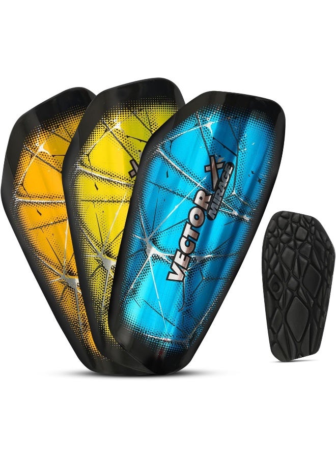Vector X Mirage Football Shinguards – Set of 3 Pairs, Small/Medium Size, Multicolor, Adjustable Soccer Leg Protection for Training, Matches, Youth & Adult Players, Durable and Comfortable - Image 1