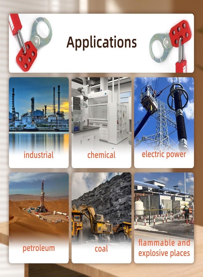 فلاين 10 قطع من مشابك قفل العلامة، مشبك قفل عازل آمن مزود بـ 6 فتحات قفل متشابكة، مشبك قفل لوتو من الألومنيوم لإدارة متعددة (قطر الفك الداخلي 1.5 بوصة) - Image 2