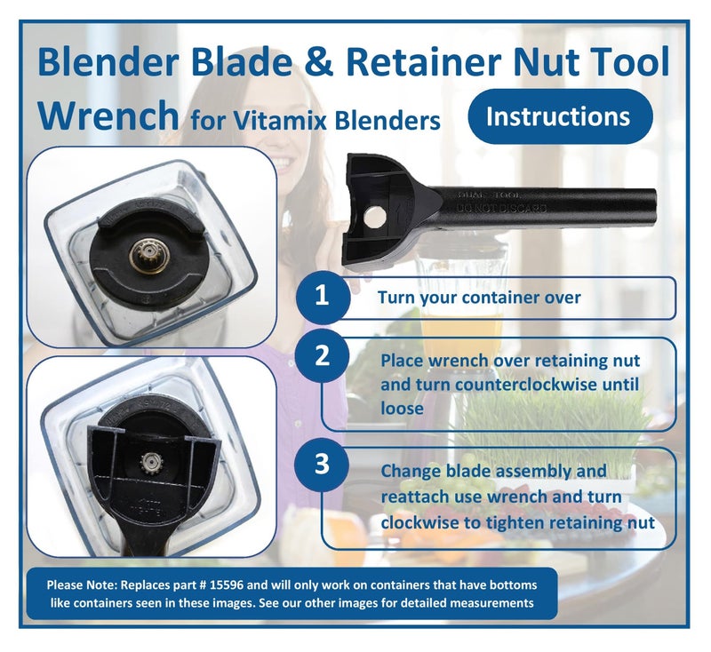 JSP Manufacturing Blender Wrench Retainer Nut and Blade Removal Tool Wrench Compatible with Vitamix®15596 retainer nut wrench - Image 4