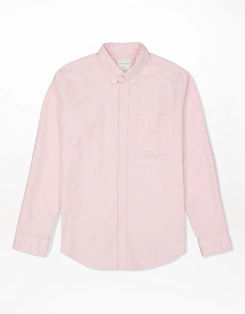 American Eagle  AE Slim Fit Flex Oxford Button-Up Shirt for Men | Best Price UAE