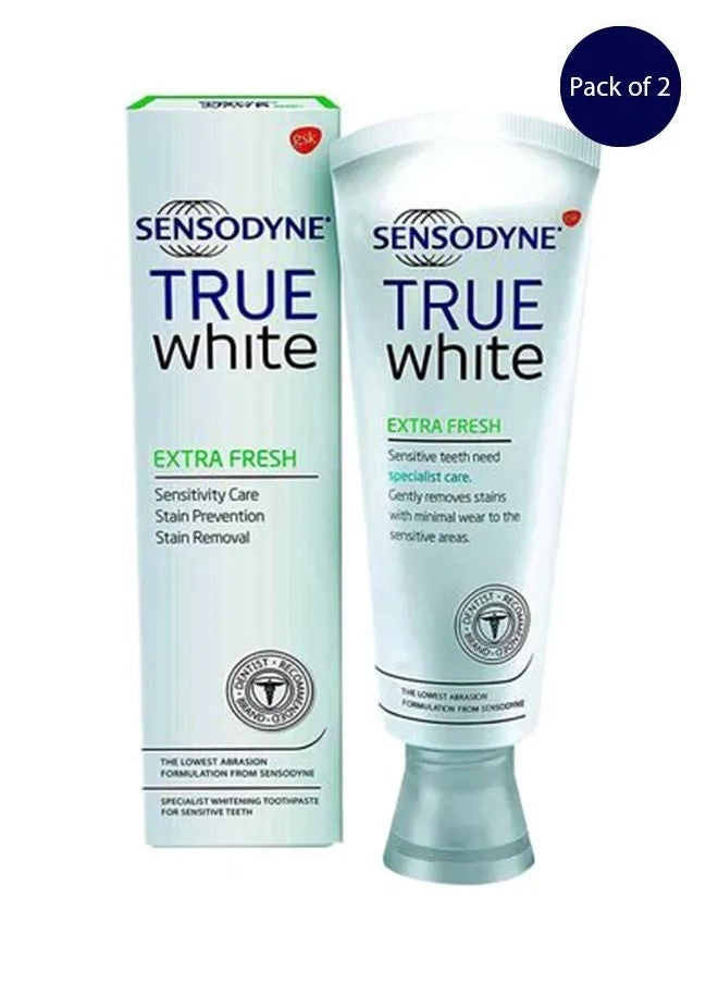 Sensodyne True White Extra Fresh Toothpaste, Pack Of 2, 2X75ml 
