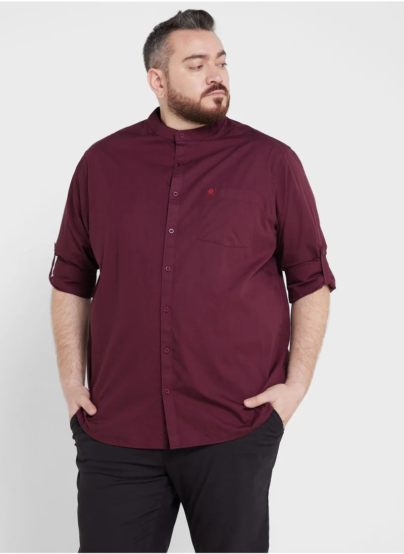 توماس سكوت Thomas Scott Men Plus Size Premium Slim Fit Casual Pure Cotton Shirt