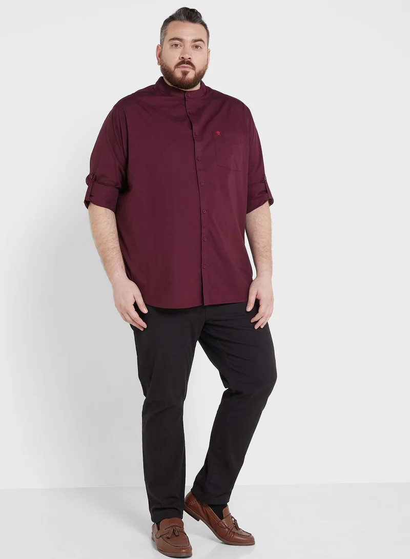 Thomas Scott Thomas Scott Men Plus Size Premium Slim Fit Casual Pure Cotton Shirt