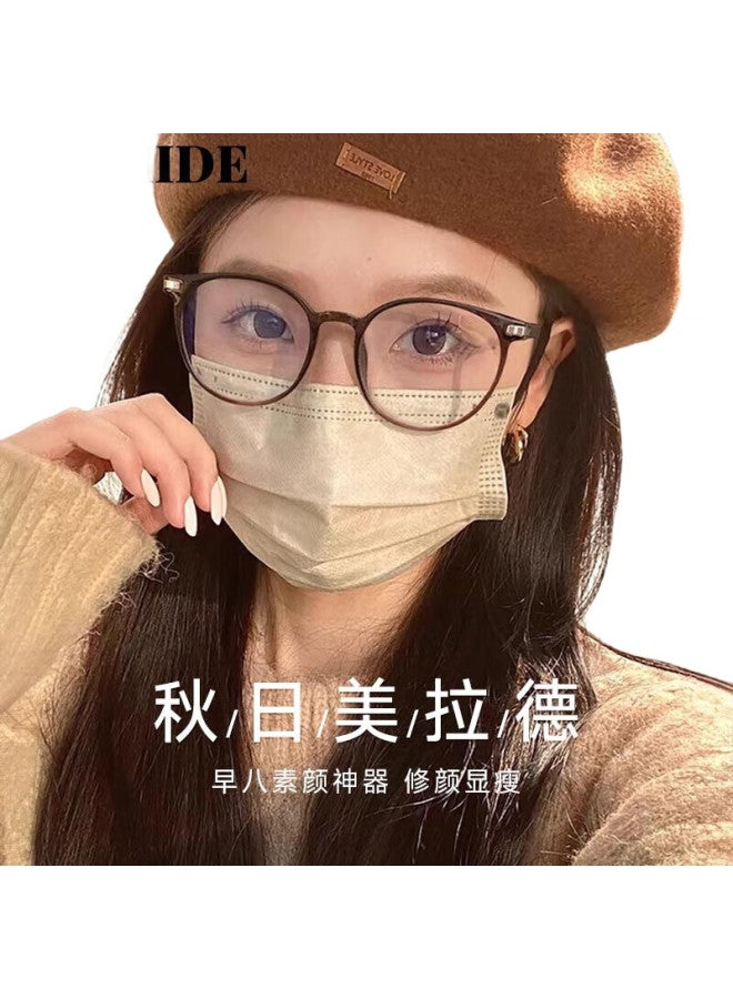 Boshide Blue Light Blocking Glasses Plain Mirror Cold Tea Color Makeup Glasses Round Face Small Face High-End Sense Female Cold Tea Color - Image 2