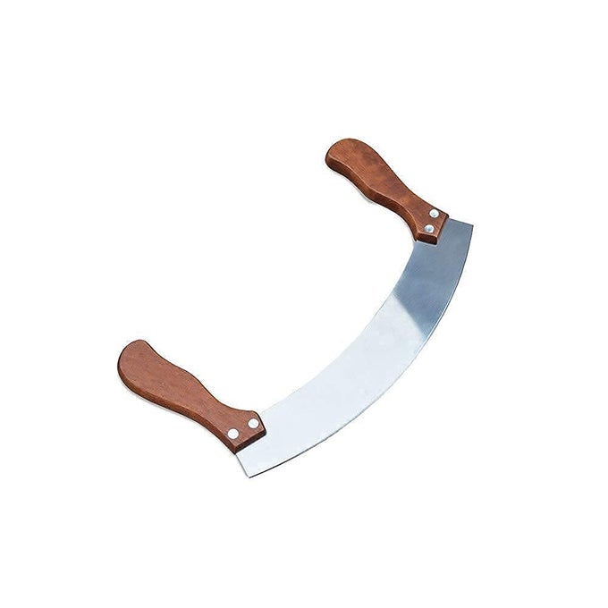 PIZZA CUTTER PIZZA SLICER MEZZALUNAMINCING KNIFE DOUBLE HANDLE IDEAL FOR MINCING DICING CHOPPING SLICING WITH SERRATED KNIFE