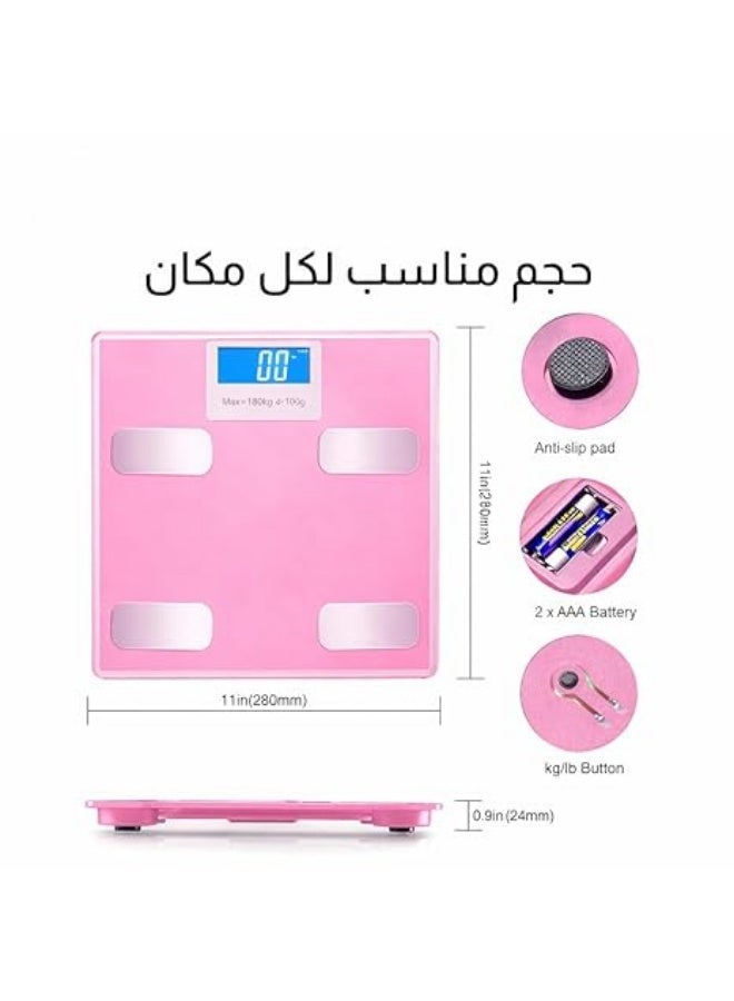 عام ميزان رقمي وذكي لمعرفة وزن الجسم والدهون مع شاشة ال اي دي وتطبيق للاتصال بالموبايل، متعدد الألوان - Image 2
