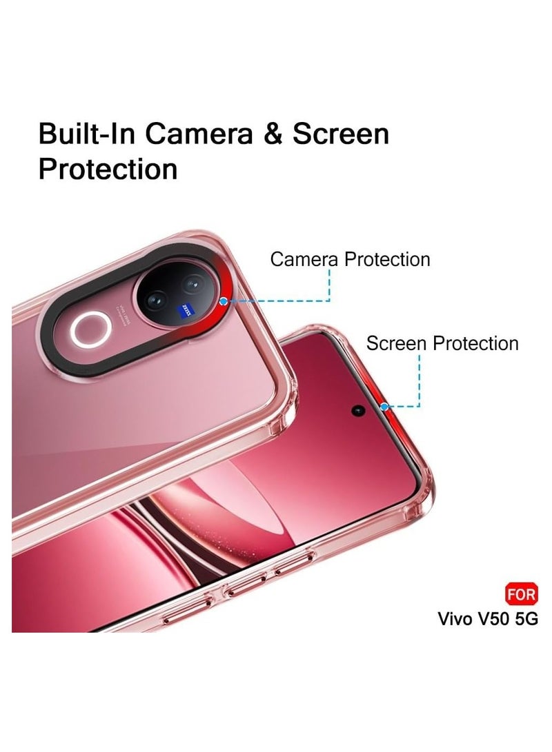 عام "غطاء متوافق مع هاتف VIVO V50 5G - تصميم هجين شفاف رفيع مع خلفية صلبة واطار TPU مطاطي مريح، غطاء واقي ضد الصدمات" - Image 4