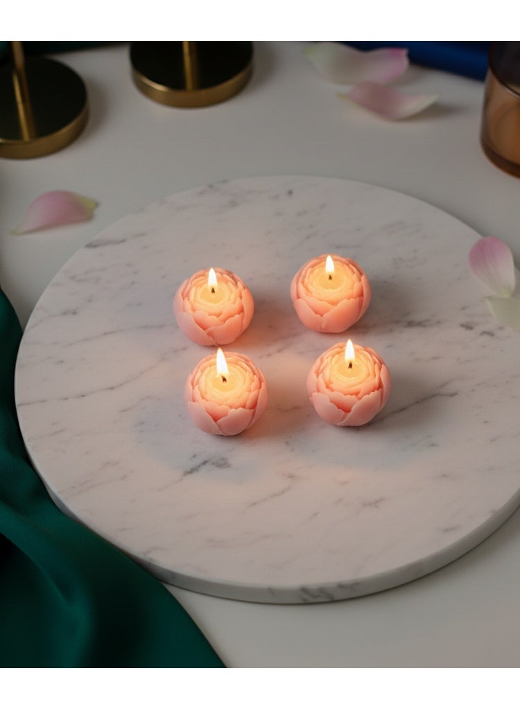 4pcs Pink Rose Scented Candle Gift Box – Romantic Soy Wax Candles for Mood Enhancement, Ambience Creation & Home Décor, Elegant Love-Inspired Candle Set - Image 2