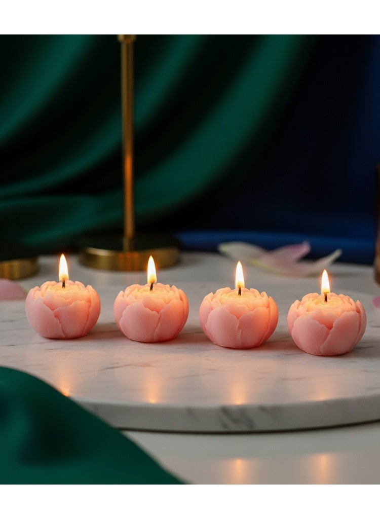 4pcs Pink Rose Scented Candle Gift Box – Romantic Soy Wax Candles for Mood Enhancement, Ambience Creation & Home Décor, Elegant Love-Inspired Candle Set - Image 1