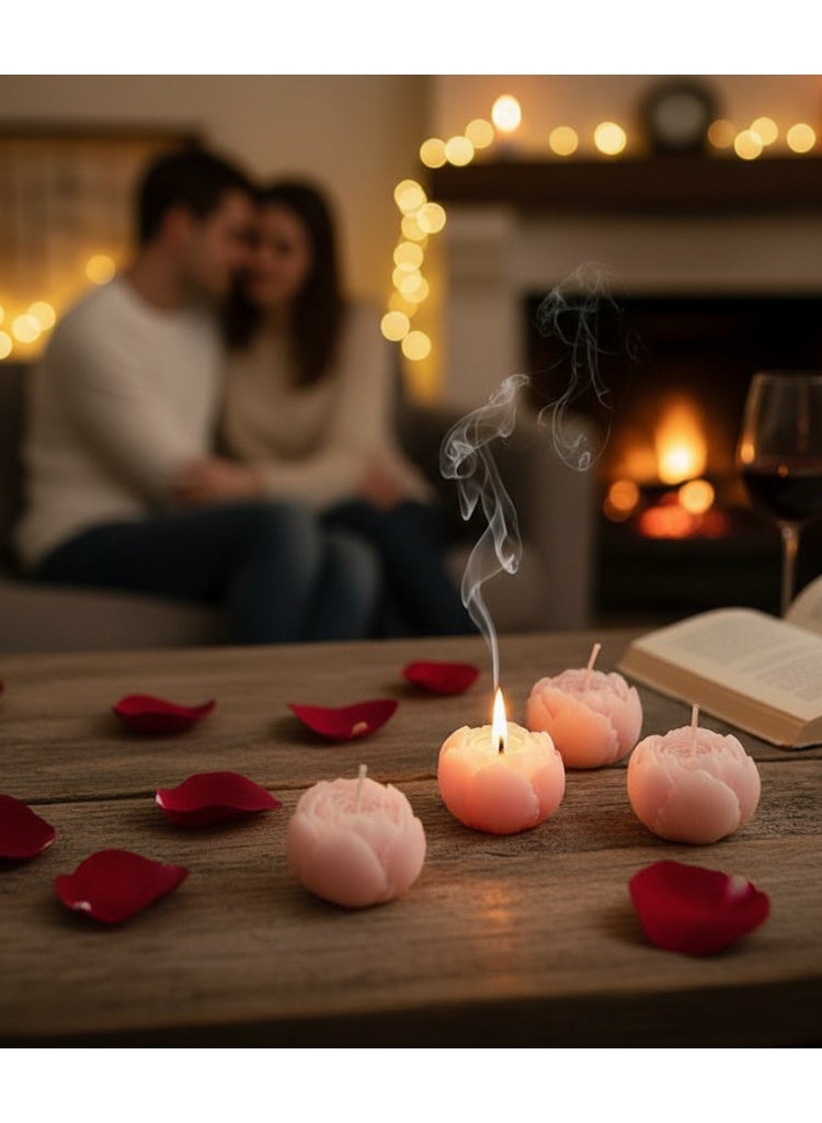 4pcs Pink Rose Scented Candle Gift Box – Romantic Soy Wax Candles for Mood Enhancement, Ambience Creation & Home Décor, Elegant Love-Inspired Candle Set - Image 5