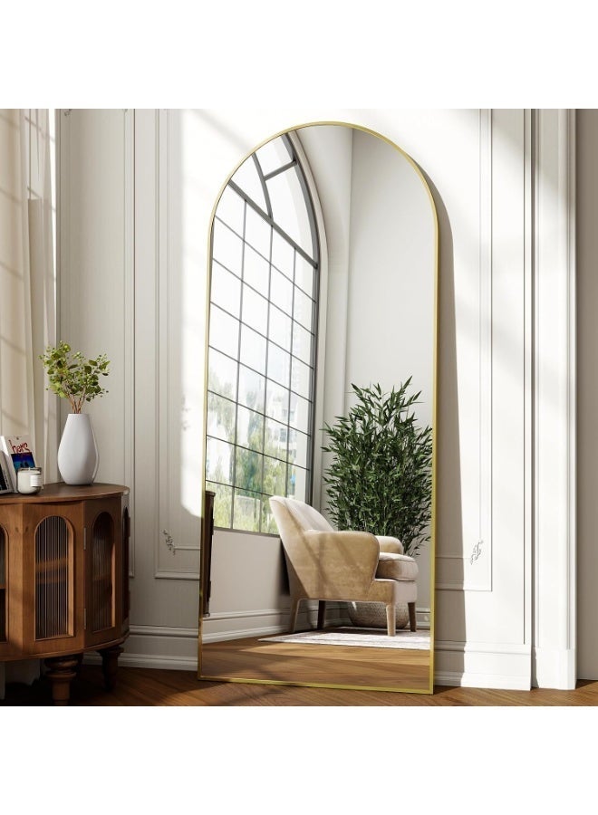 Koonmi  76 x 180 cm Full Body Mirror Arch Gold, Sturdy Frame for Everyday Use | With stand, for leaning or hanging - Image 2