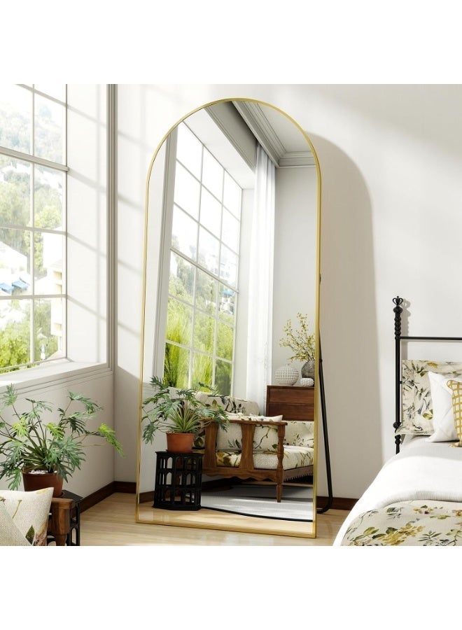 Koonmi  76 x 180 cm Full Body Mirror Arch Gold, Sturdy Frame for Everyday Use | With stand, for leaning or hanging - Image 1