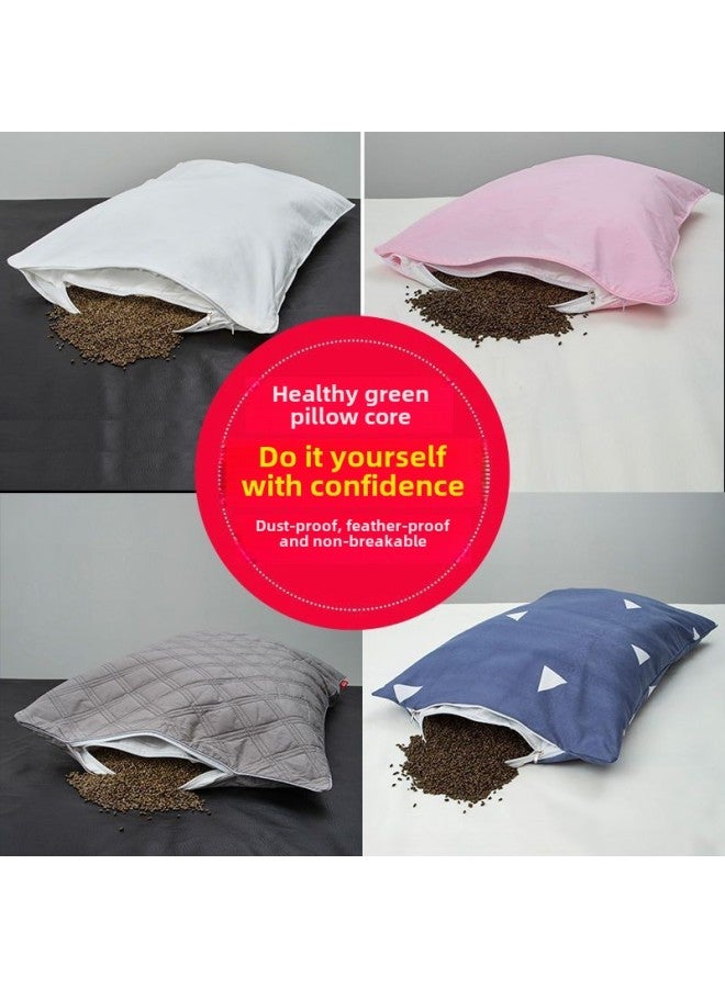 Pure Cotton Pillow Inner Pillow Inner Pillow Inner Pillow Cover Pair Of Dust-proof Pillow Inner Leather Filled With Artemisia Cashmina Household Cervical Pillow-Color:Cotton Encrypted Hotel Pillowcase + Dustproof Liner Cover - Gray-Specifications:30x50 Liner Is Dustproof And Dustproof  - Image 2