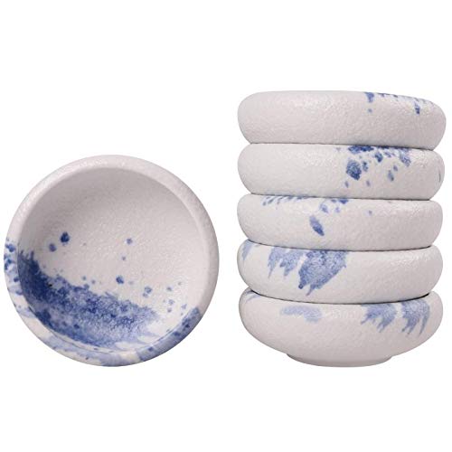 Uaral Soy Sauce Dish Sushi Dipping Bowl Pinch Bowl Japanese Small Bowl Set of 6335 Inch45 oz Texture White