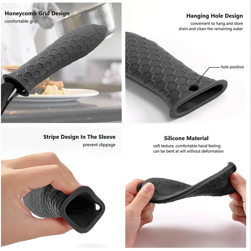 Intatikoo 3 Pack Silicone Hot Handle Holders Cover, Assist Pan Handle Sleeve Pot,Non-Slip Pot Holder Sleeve,Frying Pan Casserole Oven Tray Baking Sheets Casserole Cookware(Black) - Image 3