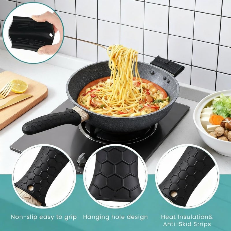 Intatikoo 3 Pack Silicone Hot Handle Holders Cover, Assist Pan Handle Sleeve Pot,Non-Slip Pot Holder Sleeve,Frying Pan Casserole Oven Tray Baking Sheets Casserole Cookware(Black) - Image 4