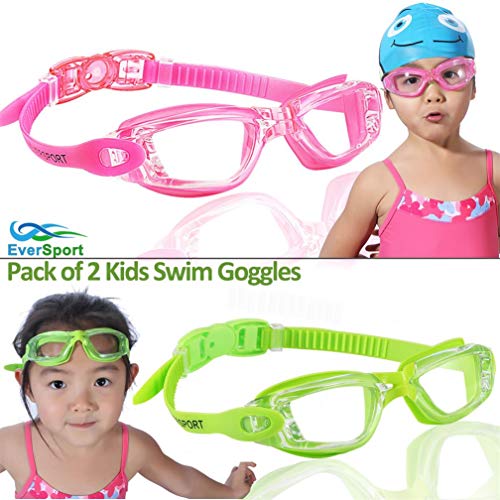 EverSport Kids Swim Goggles, Pack of 2 Swimming Goggles for Children Teens, Anti-Fog Anti-UV Youth Swim Glasses Leak Proof for Age4-16 - Image 3