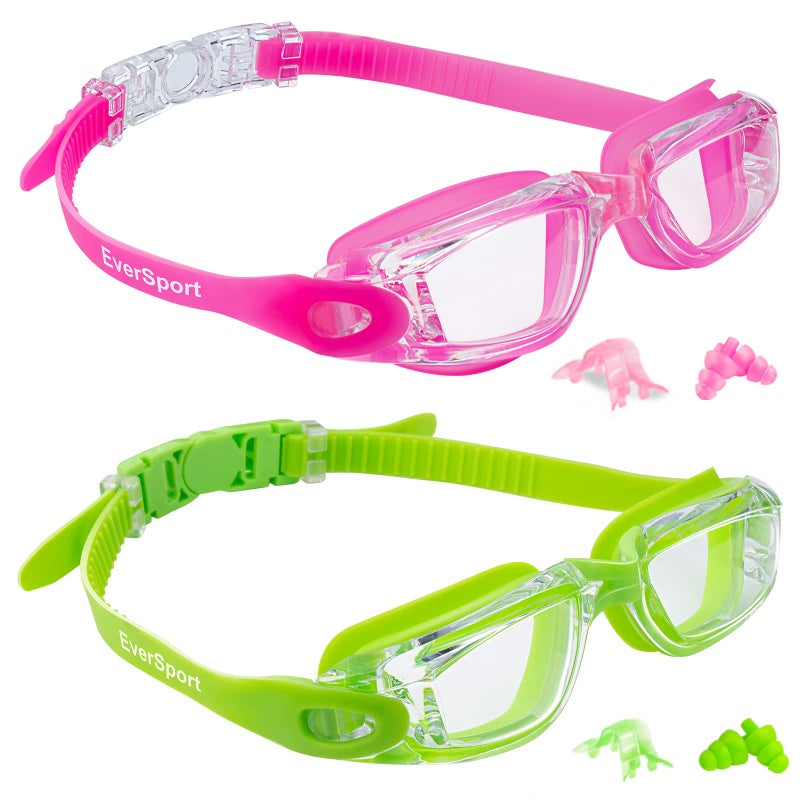 EverSport Kids Swim Goggles, Pack of 2 Swimming Goggles for Children Teens, Anti-Fog Anti-UV Youth Swim Glasses Leak Proof for Age4-16 - Image 2