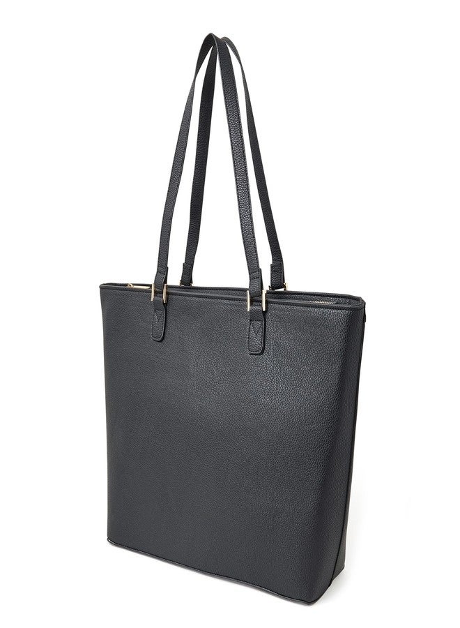 Accessorize London Women's Black Large Structured Laptop Tote for office use | Bags for women | Ladies Purse Handbag| Tote Bags for Women For Office Use, Work - Image 3