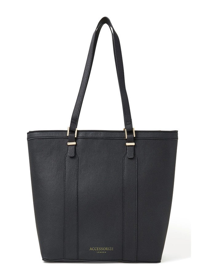 Accessorize London Women's Black Large Structured Laptop Tote for office use | Bags for women | Ladies Purse Handbag| Tote Bags for Women For Office Use, Work - Image 1