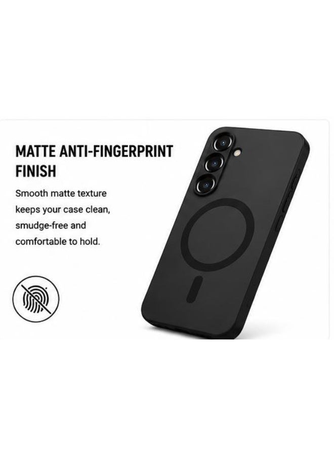 Samsung Galaxy A55 Magnetic Matte Case Shockproof Anti Fingerprint Protective Cover Camera Protection Slim Black - Image 3