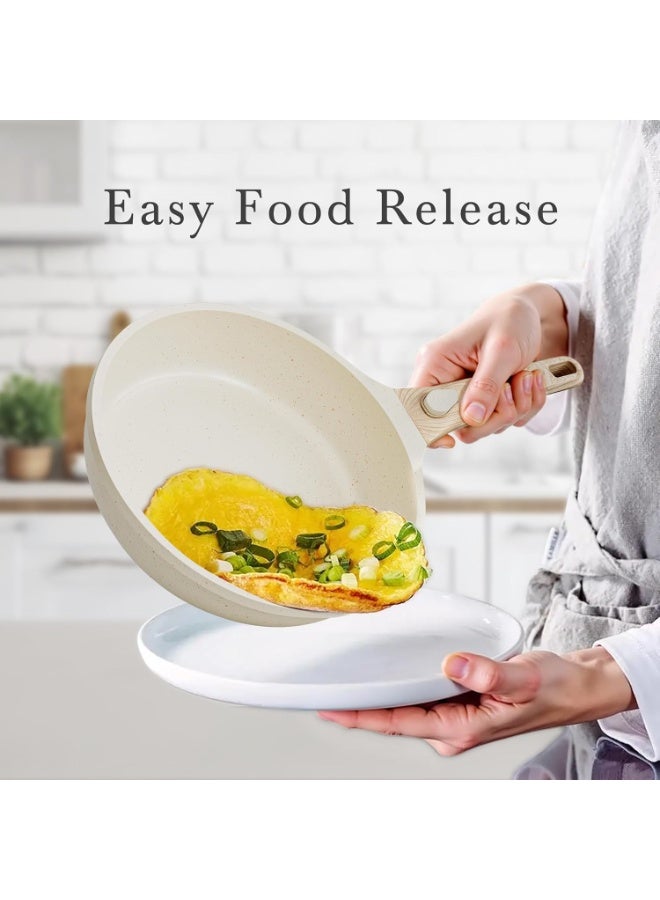 طقم طاسات تحمير للمطبخ بزراع قابلة للفصل، طاسات غير لاصقة مع أغطية، طاسة عجة خالية من PFOA، مناسبة للغسالة والفرن - Image 5