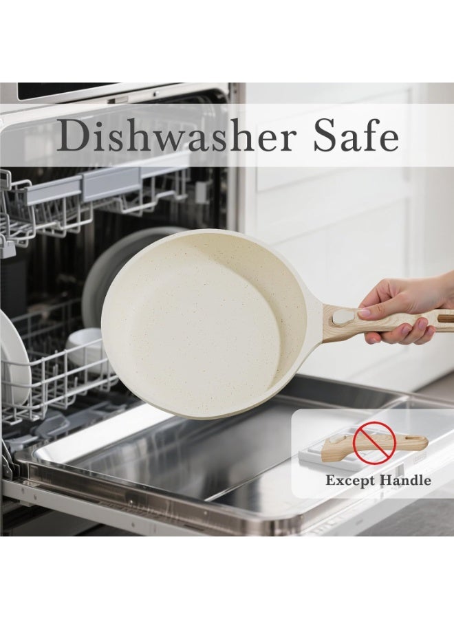 طقم طاسات تحمير للمطبخ بزراع قابلة للفصل، طاسات غير لاصقة مع أغطية، طاسة عجة خالية من PFOA، مناسبة للغسالة والفرن - Image 4