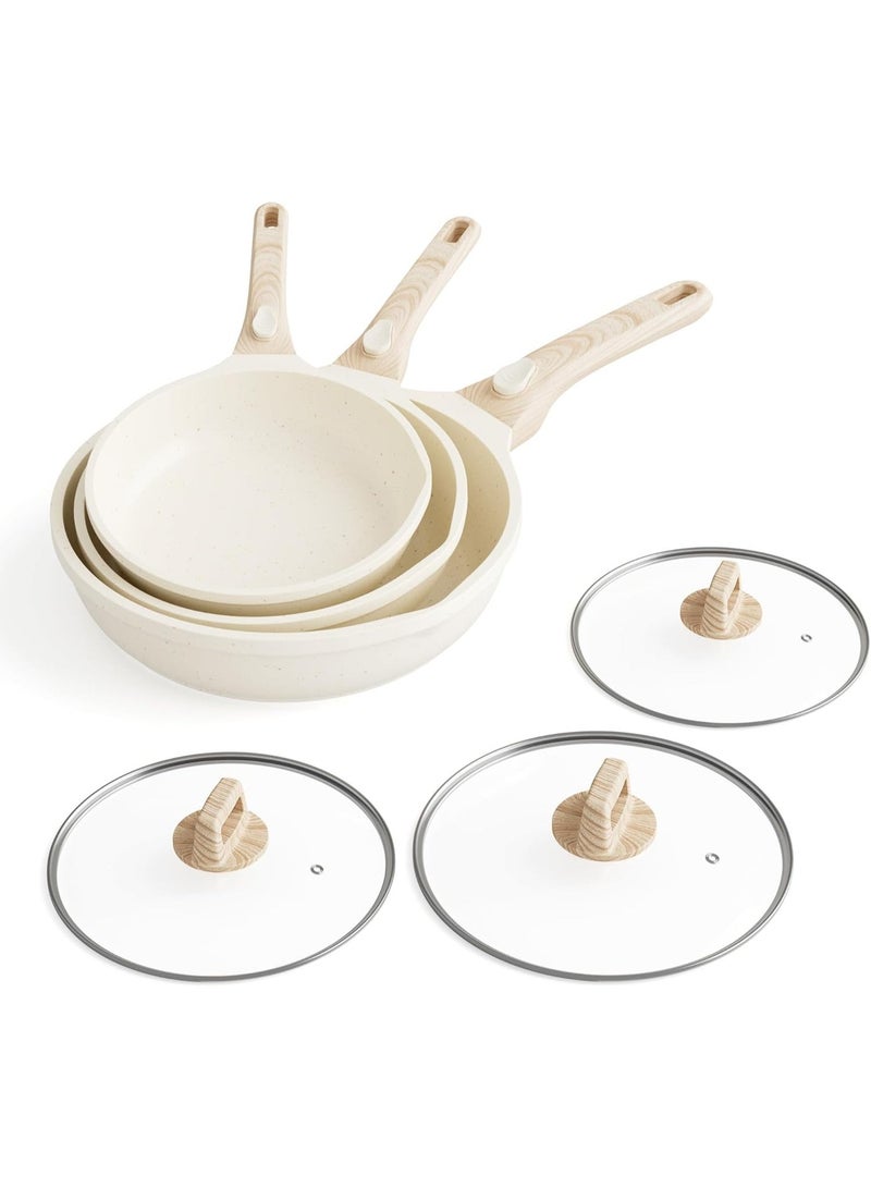 طقم طاسات تحمير للمطبخ بزراع قابلة للفصل، طاسات غير لاصقة مع أغطية، طاسة عجة خالية من PFOA، مناسبة للغسالة والفرن - Image 1