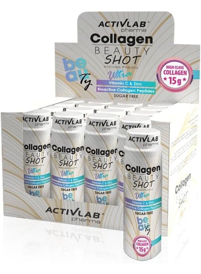 ACTIVLAB PHARMA Collagen Beauty Shot Ultra 15g, 12x80ml, Vitamin C+Zinc, Sugar Free - Image 1